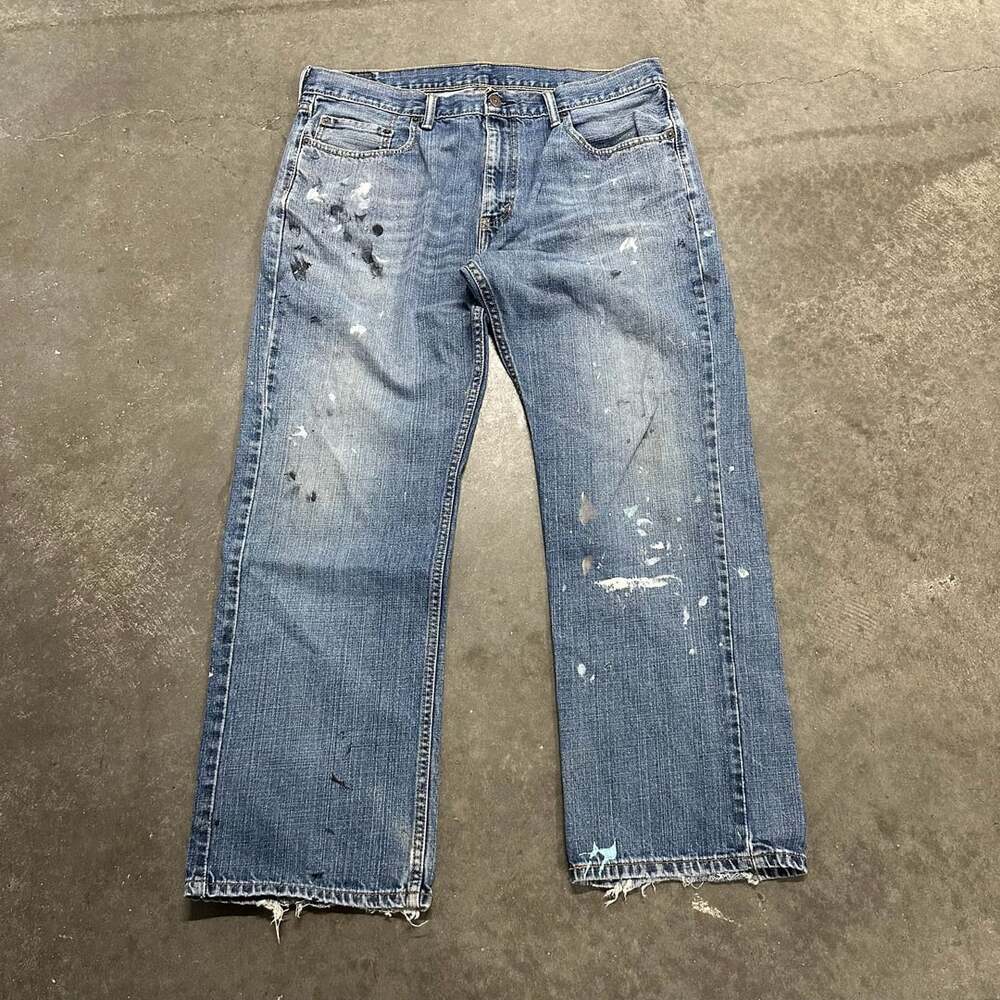 Levi's 550 Relaxed Straight Fit Distressed Paint Splatter Denim Jeans 36x30